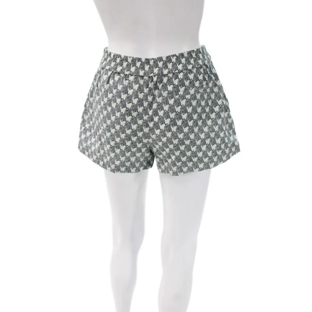 Tory Burch Women Casual Ivory Zebra Print Cotton Shorts Size 00